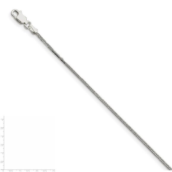 1mm Sterling Silver, Square Solid Snake Chain Necklace, 16 Inch - Picture 5 of 8